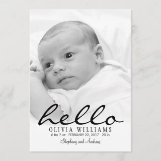 Simple Modern Hello Baby Birth Photo Announcement