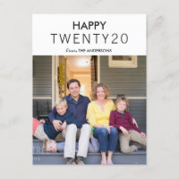 Simple Modern Hello Twenty 20 Happy New Year Photo Holiday Postcard