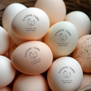 Simple Modern Hen Farm Fresh Eggs Green Rubber Stamp