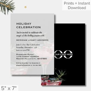Simple Modern Holiday Party Invitation with Logo