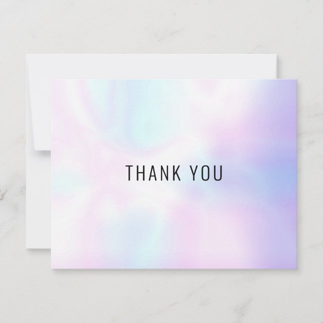 Simple Modern Holographic Business Thank You Card (Front)