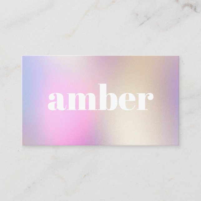 Simple Modern Holographic Iridescent Make-up Business Card (Front)