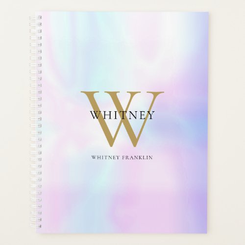 Simple Modern holographic Monogram Name Planner