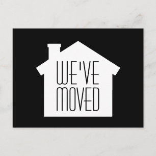 Simple Modern Home New Address We've Moved Black Announcement Postcard