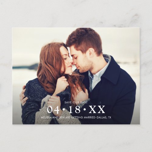 Simple Modern Horizontal Photo Save Our Date Announcement Postcard