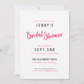Simple Modern Hot Pink Bridal Shower Invitations (Front)