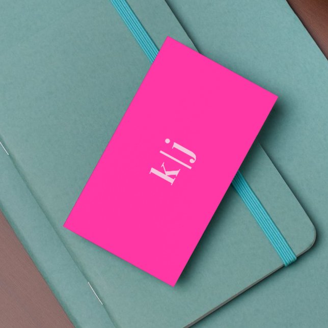 Simple Modern Hot Pink Monogram QR Code Business Card (Creator Uploaded)