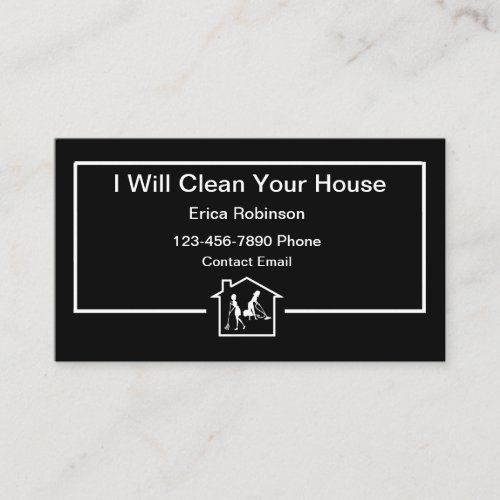 Simple Modern House Cleaning Service Business Card