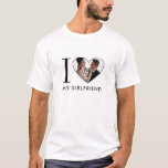 Simple Modern I Love My Girlfriend Heart Photo T-Shirt<br><div class="desc">Simple,  modern t-shirt,  featuring the text,  'I ♥ my girlfriend, ' with a heart-shaped photo of your choice. If you need any help customizing this,  please message me using the button below and I'll be happy to help.</div>