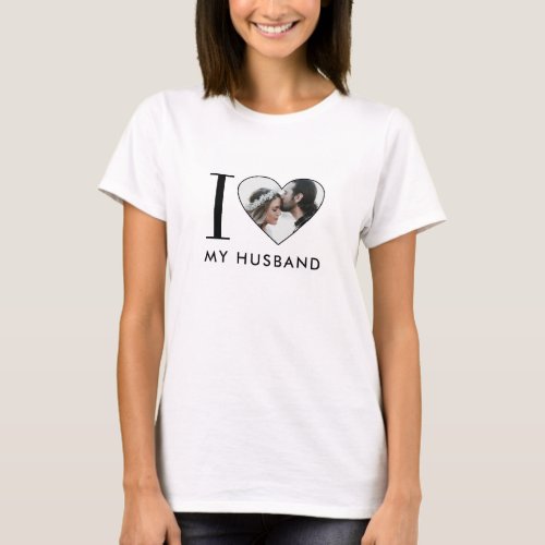 Simple Modern I Love My Husband Heart Photo T_Shirt