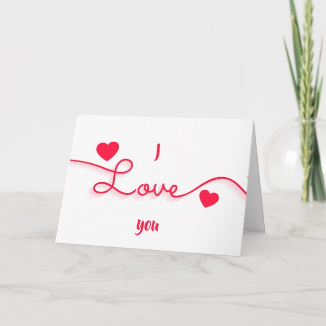 Simple Modern I love You Hearts  Holiday Card (Front)
