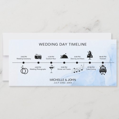 Simple Modern Illustrated Wedding Timeline Invitation