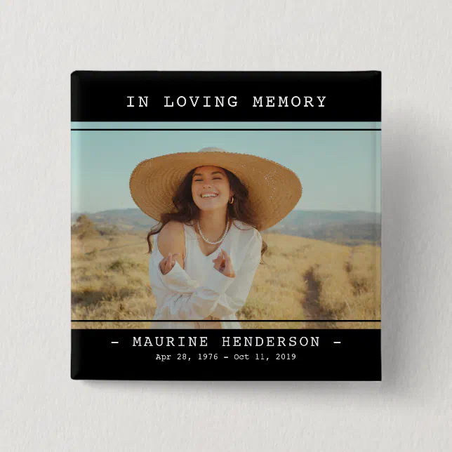 Simple Modern In Loving Memory Photo Memorial But Button | Zazzle