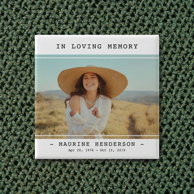 pppp Simple Modern In Loving Memory Photo Memorial Button | Zazzle