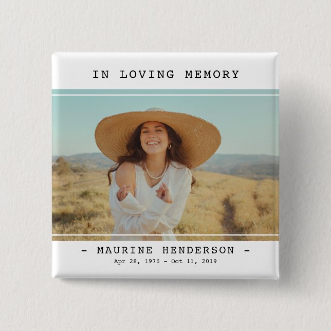 Simple Modern In Loving Memory Photo Memorial  Button (Front)