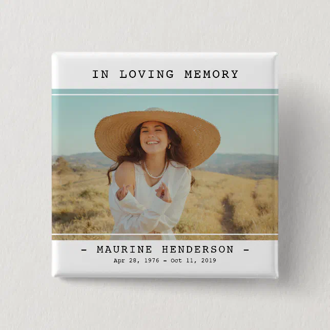 Simple Modern In Loving Memory Photo Memorial Button | Zazzle