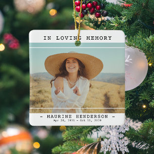 Simple Modern In Loving Memory Photo Memorial  Ceramic Ornament