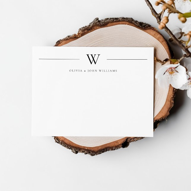 Simple Modern Initial Couple Stationery Note Card (Creator Uploaded)