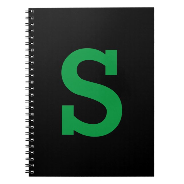 Simple Modern Initial Letter Green and Black Notebook (Front)