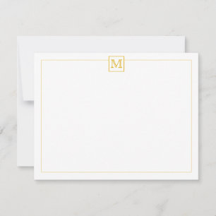 Simple Modern Initial Monogram Mustard Note Card