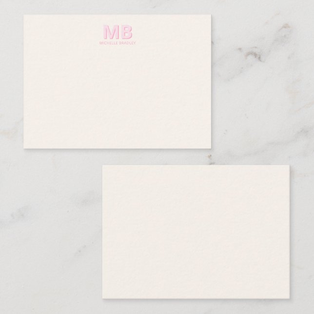 Simple Modern Initial Monogram Note Card (Front/Back)