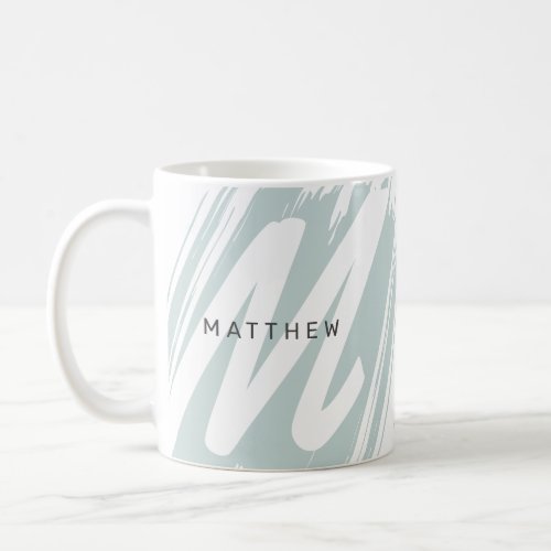    Simple Modern Initial  Name Sage Green  White Coffee Mug