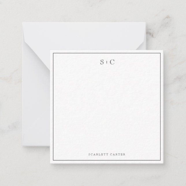 Simple Modern Initials Border Stationery Note Card (Front)