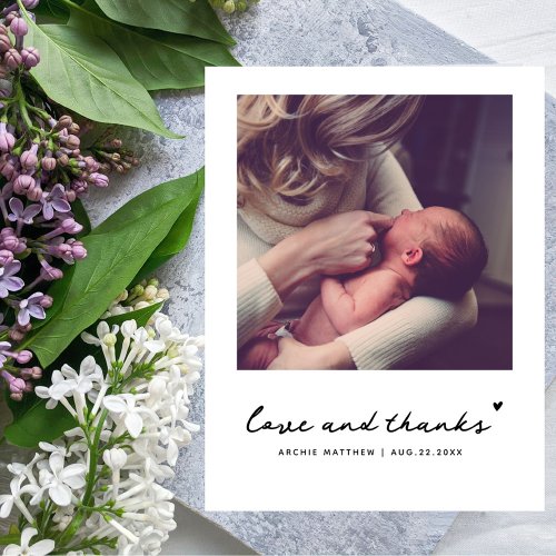 Simple Modern Insta Photo Baby Shower Thank You Postcard