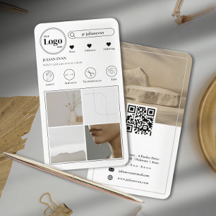 Simple modern Instagram Photo Collage White Business Card