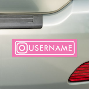 Simple modern instagram social media hot pink car magnet