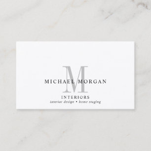 Simple Modern Interior Designer Monogram Business  Business Card