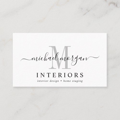 Simple Modern Interior Designer Script Business  Business Card