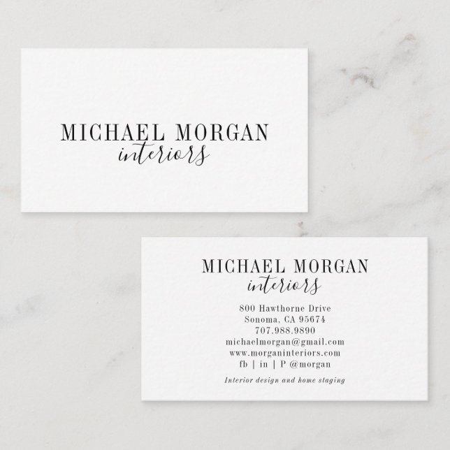 Simple Modern Interior Designer Script Business Card (Front/Back)