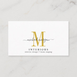 Simple Modern Interior Designer Script Business  Card