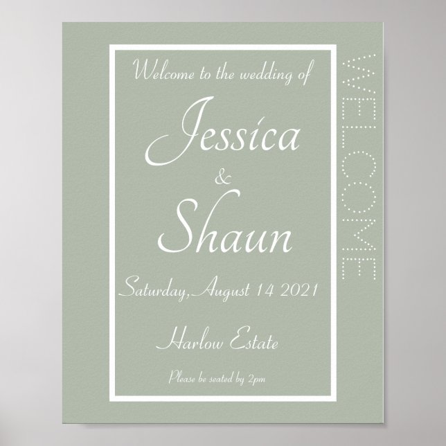 Simple Modern Invitation Sage Poster (Front)