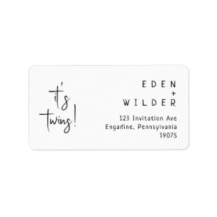 Simple Modern It's Twins RSVP Return Address Label