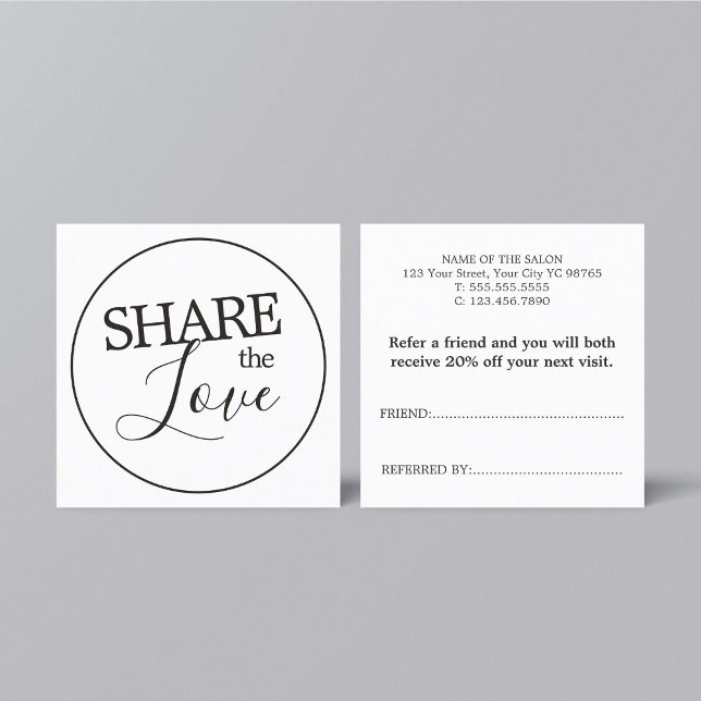 Simple Modern Ivory Black White Beauty Salon Referral Card (Creator Uploaded)