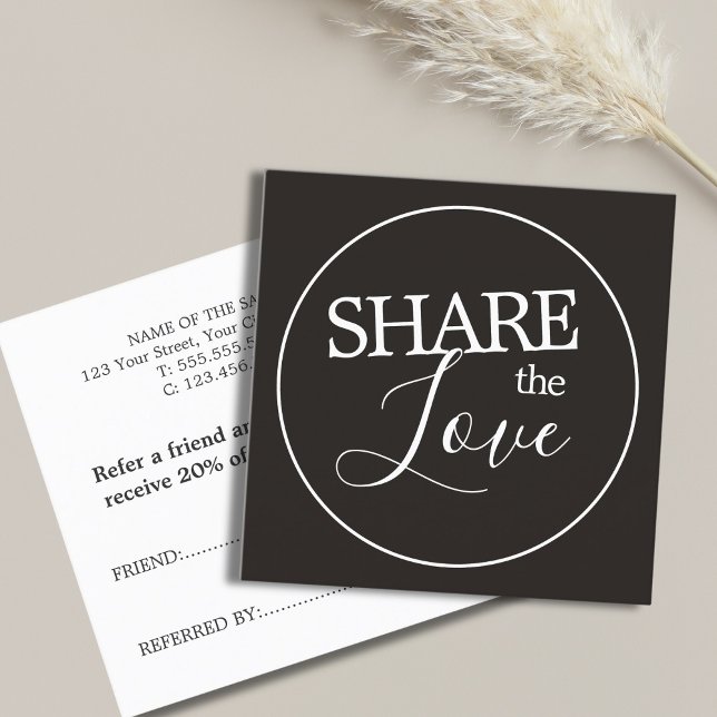 Simple Modern Ivory Black White BeautySalon  Referral Card (Creator Uploaded)