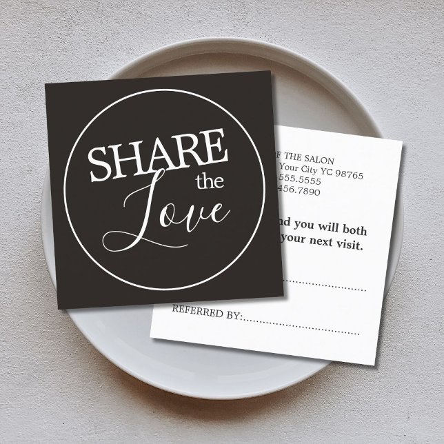 Simple Modern Ivory Black White BeautySalon  Referral Card (Creator Uploaded)