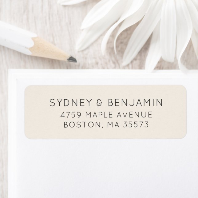 Simple Modern Ivory Custom Wedding Return Address Label (Insitu)