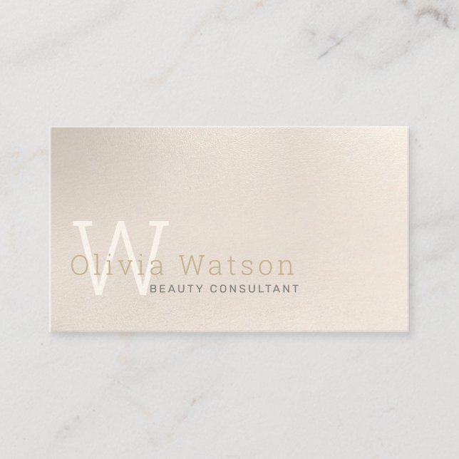 Simple Modern Ivory Monogrammed Professional Business Card (Front)
