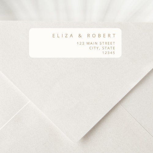 Simple Modern Ivory Tan Wedding Return Address Label