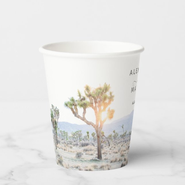 Simple Modern Joshua Tree Boho Wedding Paper Cups (Front)