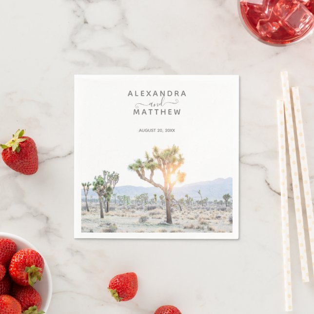 Simple Modern Joshua Tree Thank You Boho Wedding Napkins (Insitu)