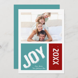 Simple Modern Joy Your Photo Christmas Holiday Card