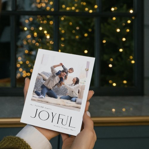 Simple Modern Joyful Family Photo Christmas Holiday Card
