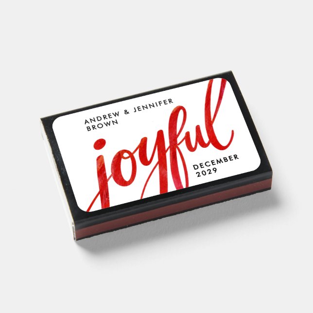 Simple Modern Joyful Red White Calligraphy Script Matchboxes (Front Closed)