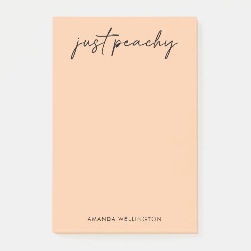Simple Modern Just Peachy Personalized Post_it Notes