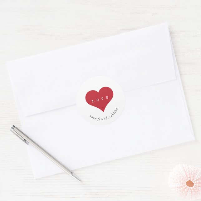 Simple Modern Kids Classroom Valentine's Classic Round Sticker (Envelope)