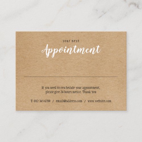 Simple Modern Kraft Appointment Card 2021 Calendar